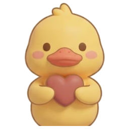 The duck hugging a heart.