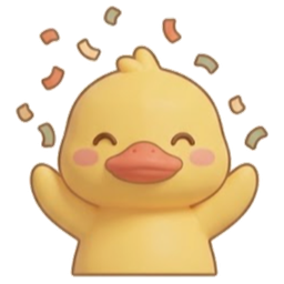 The duck cheering in confetti.