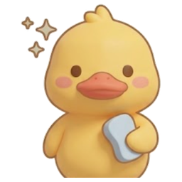 The duck holding a sponge, with sparkles.
